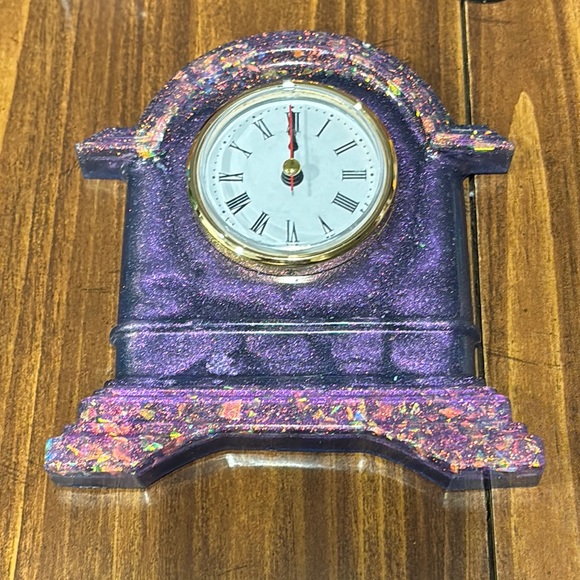 Hand Crafted Other - Purple party Glitter desk Clock